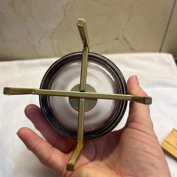 NWOT Glass frosted purple votive candle holder with goldtone stand - Picture 8 of 10